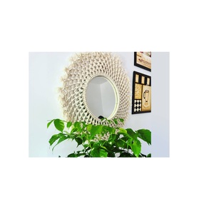 Bedroom Decor Handmade Woven Frame <b>Boho</b> Artillery Bohemia Indoor Decorative Macrame Mirror <b>Wall</b> <b>Hanging</b> - Product Image 3