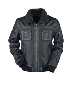 <b>Mens</b> Stylish Bike Racer Black Leather <b>Jacket</b> - Product Image 1