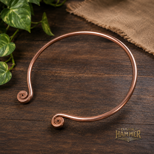 Collar de Cobre Puro Hecho a Mano con Extremos en Espiral, Ajustable, Imitación Antigua, Ecológico, Artístico, Coleccionable, Rústico - Product Image 3