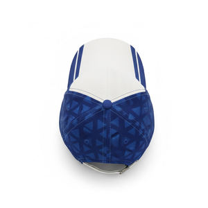 Gorra de béisbol unisex al por mayor de fábrica, blanca y azul con bloques de color, malla ajustable en la parte trasera, informal, para primavera y verano, sombrero de 6 paneles, OEM ODM - Product Image 4