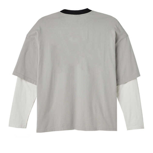 Camisetas de manga larga unisex de doble capa, estilo nuevo, 100% algodón, lisas, gruesas, con hombros caídos, para hombre - Product Image 2