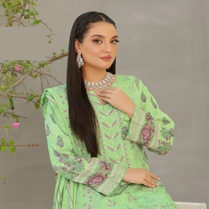 Bin hameed ชุดสูท3ชิ้นสำหรับสุภาพสตรี, ชุดอินเดียพิมพ์ดิจิตอลคุณภาพสูงชุดผ้าลินิน - Product Image 6