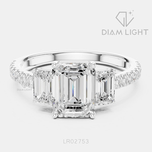 Bague de fiançailles en diamant de laboratoire certifié IGI 1,75 carat, or blanc 14 carats, taille émeraude, clarté VS+, couleur F+, pour mariage ou anniversaire - Product Image 1