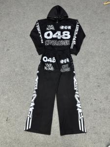 Conjunto deportivo de streetwear para hombre, conjunto estampado de cuello redondo y manga larga, conjunto de algodón y spandex tejido, conjunto de ropa de otoño para hombre - Product Image 4