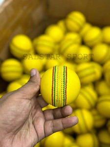 ลูกคริกเก็ตคุณภาพพรีเมียม Salstar Sport หนังวัวคุณภาพสูง เลือกหนังได้ตามต้องการ สีเหลือง ปรับแต่งโลโก้ได้ - Product Image 3