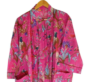 Bata Kimono de Algodón Suave y Transpirable con Estampado de Dibujos Animados Naaz Textile para Mujer, Camisón de Verano Hecho a Mano ODM con Cuello en V y Cintura Elástica - Product Image 4