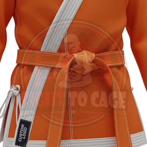 Wholesale Rate Customized Poly-Cotton Stretch Breathable Lightweight Training Suit Flare Orange Printed Martial <b>Arts</b> Wear 220g - Product Image 5