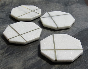 FAIZA CRAFT Luxury <b>Marble</b> <b>Coasters</b> Durable Eco-Friendly Round 4x4 Inches for Home & Office Use - Product Image 5