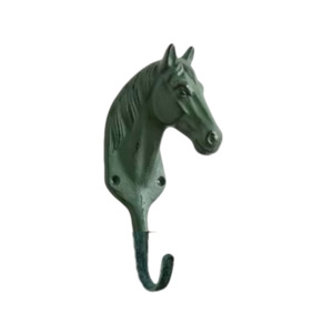Porte-manteau mural vintage en métal rustique en forme de tête de cheval, robuste et multifonctionnel, décoratif - Product Image 1