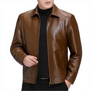 Chaqueta de Cuero Marrón para Hombre, Manga Larga, Estilo Otoñal, Ropa Exterior, Traje de Motocross y Carreras - Product Image 2