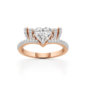 Rose Gold Heart Cut Engagement <b>Ring</b> for Women Luxury CZ Pave Bridal <b>Ring</b> - Product Image 3
