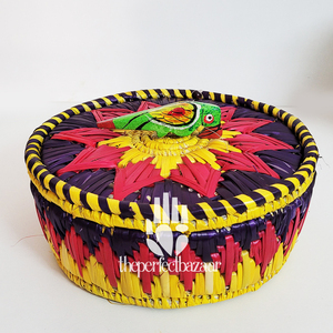 Cestas Multifuncionales de Hierba Natural Moonj, Cesta de Almacenamiento con Tapa, Diseño Redondo, Cesta de Almacenamiento Ecológica - Product Image 2