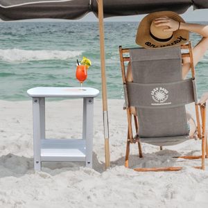 Tavolino da Esterno a 2 Ripiani con Vano Portaoggetti, Piano Resistente alle Intemperie - Product Image 5