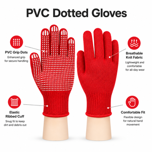 Gants en coton à pois en PVC offrant un ajustement doux et confortable, une adhérence fiable et des mouvements flexibles pour les activités générales sur le lieu de travail - Product Image 6