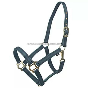 Fabriqué à partir de sangle en nylon épais à double pli en nylon, licou de cheval en nylon, couronne à boucle unique Throatlatch snap et matériel plaqué laiton - Product Image 1
