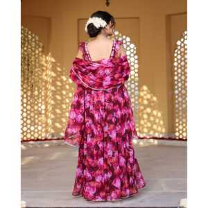 Ensemble de costume en mousseline de soie pure à imprimé floral pour femmes, taille XS - Product Image 3