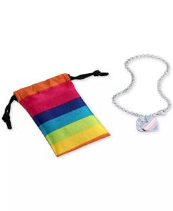 Diamond Accent & Rainbow Enamel Pride Double Heart <b>Charm</b> <b>Bracelet</b> in <b>Sterling</b> <b>Silver</b> | Macy's - Product Image 5