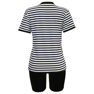 Ladies Casual Colorblock Biker Shorts Romper Short Sleeve Skinny One Piece Jumpsuit for Women - Product Image 4