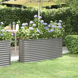 Grand lit de jardin surélevé en acier gris thermolaqué, durable, fournitures de jardinage - Product Image 1