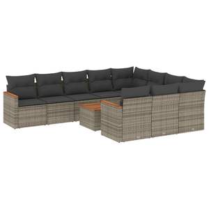 Conjunto de Sofás de Jardín de Ratán Gris para 10 Personas, Muebles de Exterior Resistentes a la Intemperie, Diseño Contemporáneo, Estructura de Madera de Teca - Product Image 4