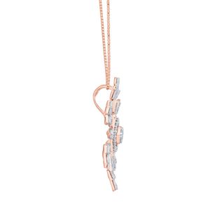 Rose Gold Diamond Baguette Pendant Necklace Minimalist Design Channel Setting <b>Box</b> <b>Chain</b> Unisex Everyday Wear - Product Image 4
