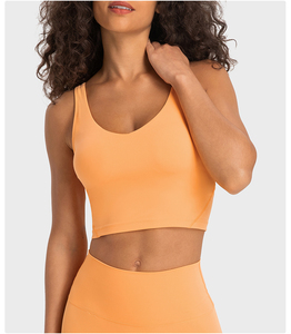 Soutien-gorge de sport long sans couture pour femme, dos nu, col rond, bretelles spaghetti en dentelle, maintien moyen, respirant, pour le yoga et les activités sportives OE - Product Image 3