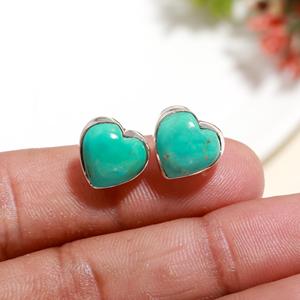 Boucles d'oreilles clous tendance en argent sterling plaqué, design clou, prix d'usine, bijoux en pierres naturelles turquoise d'Arizona, en promotion - Product Image 1