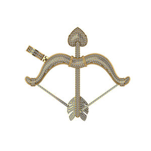 SHRAMAN DIAMOND Hip Hop Style 925 <b>Silver</b> Natural Stone Iced Custom Cupid Arrow Bow Pendant White & Rose Plated Trendy <b>Necklaces</b> - Product Image 1
