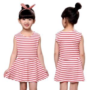 Robe décontractée en jersey de coton pour filles, motif solide, ourlet seersucker, longueur genou avec moins de manches pour enfants - Product Image 2