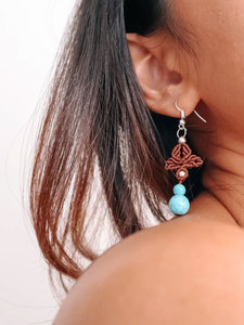 Boucles d'oreilles pendantes macramé vintage de qualité supérieure, avec perles en laiton plaqué argent, faites à la main, tendance, pour mariage - Product Image 4