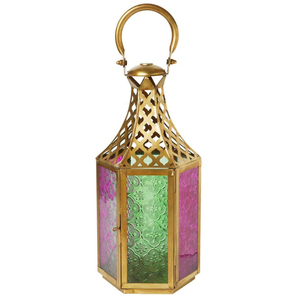 Lanterne à bougie en métal éco-responsable avec finition en verre multicolores pour la décoration de mariage, de Noël, d'événements et de fêtes, à suspendre - Product Image 5