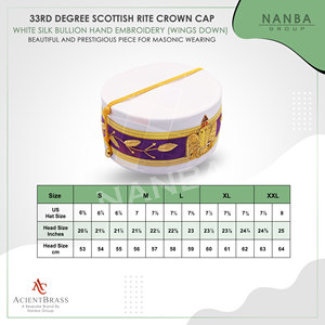 White 33rd Degree Scottish Rite Crown Cap Hand Emb Wings Down - Product Image 6