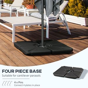 Set di 4 Pezzi per Base Ombrellone da Esterno, Pesi per Ombrellone a Braccio Laterale con Blocco a U, 123 Libbre Capacità d'acqua 158 libbre. Capacità - Product Image 4