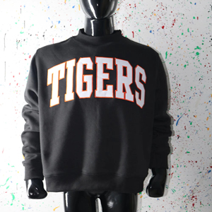 Sudadera TIGERS BLACK con Cuello Alto, 100% BLANCA, Apliques Bordados, Cuello Ancho, Hilos Finos - Product Image 1
