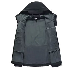 Econex Sports Men's Red Hooded Windproof Jacket Zipper Pockets Casual Outdoor Workwear Winter Season Standard Fit Fleece Knitted - Product Image 6