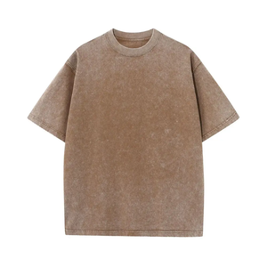 T-shirt personnalisé pour homme 100% coton délavé à l'acide, coupe épaules tombantes, grammage lourd 220 GSM, effet délavé à la pierre - Product Image 1