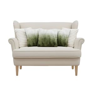 Ensemble de 5 housses de coussin décoratives pour canapé et lit, 3x fausse fourrure ombrée et 2x pompons crème style bohème - Product Image 1