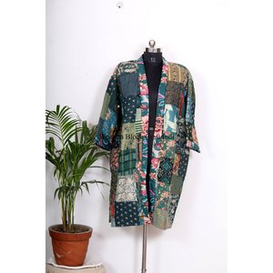 Kimono en soie kantha 100% de haute qualité, imprimé, élégant, luxueux, avec motifs magnifiques, logo personnalisable, doux, idéal pour le printemps - Product Image 3