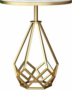 LINEA METAL FRAME <b>SIDE</b> <b>TABLE</b> WITH <b>MARBLE</b> <b>TOP</b> GOLD AND BLK Home Decor Handmade India Artisan Crafted Furniture Living Room Export - Product Image 1