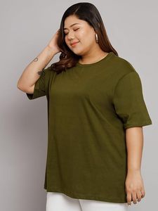 T-shirt en coton surdimensionné vert avec imprimé graphique de fille de dessin animé mignon pour femmes et filles, style streetwear tendance, coupe ample, décontracté, été - Product Image 2