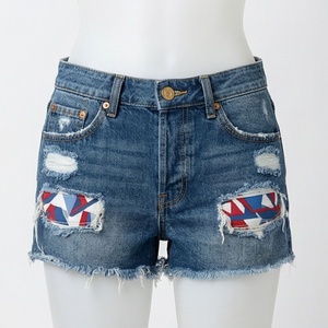 Shorts taille haute femme grande taille, mode décontractée, coupe slim, en jean délavé, sexy, été, couleur personnalisée, streetwear premium - Product Image 1