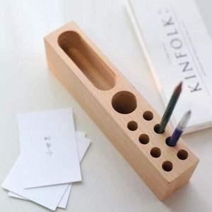 Support à stylos en bois de qualité supérieure pour organiser stylos, crayons, ciseaux et autres accessoires de bureau - Product Image 3