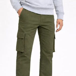 Pantalones Cargo para Hombre Olive Green Utility Comfort – Un prenda esencial resistente para el día a día, hecha con tela duradera y rica en algodón - Product Image 1