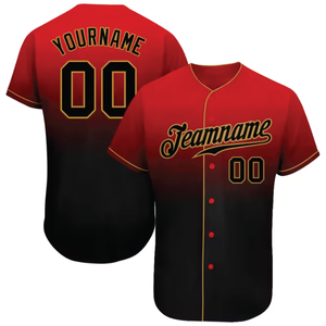 Maillot de baseball personnalisé en jersey dégradé rouge et noir avec impression par sublimation et broderie pour femme - Product Image 2