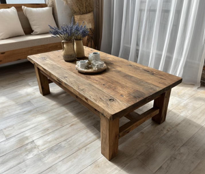 High Quality Solid Acacia Wood <b>Coffee</b> <b>Table</b> with Legs Eco-Friendly Farmhouse & Hotel Use 4-Seater Modern Design - Product Image 1