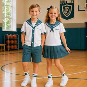 Ensemble d'uniformes scolaires en polycoton pour enfants, logo brodé personnalisé, fournisseur d'uniformes tricotés pour l'école primaire - Product Image 1