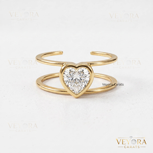 Bague en moissanite en forme de cœur, fabriquée en argent sterling 925 massif avec un design à sertissage clos, accent de bijouterie de luxe pour les bagues Oura. - Product Image 3