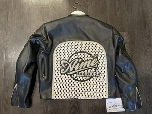 Vason Star Leder-Bikerjacke Schwarz und Rot Rindslederjacke Motorrad-Lederjacke Amerikanische Flachracing-Jacke Geschenk - Product Image 3