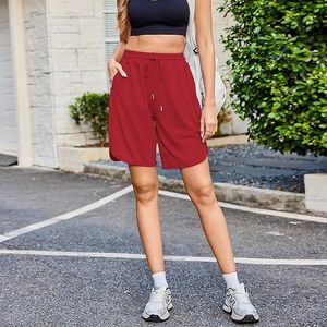 Shorts de sport pour femmes, yoga et course à pied, couleur unie, tie-dye, respirant, séchage rapide, polyester/coton écologique, coupe classique, décontracté - Product Image 5