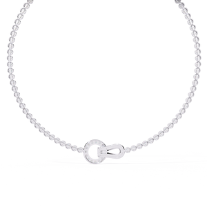 10K 14K 18K White Gold Horseshoe Buckle <b>Necklace</b> Round Bead Chain for Modern Women’s <b>Statement</b> Diamond Jewellery Collection - Product Image 3